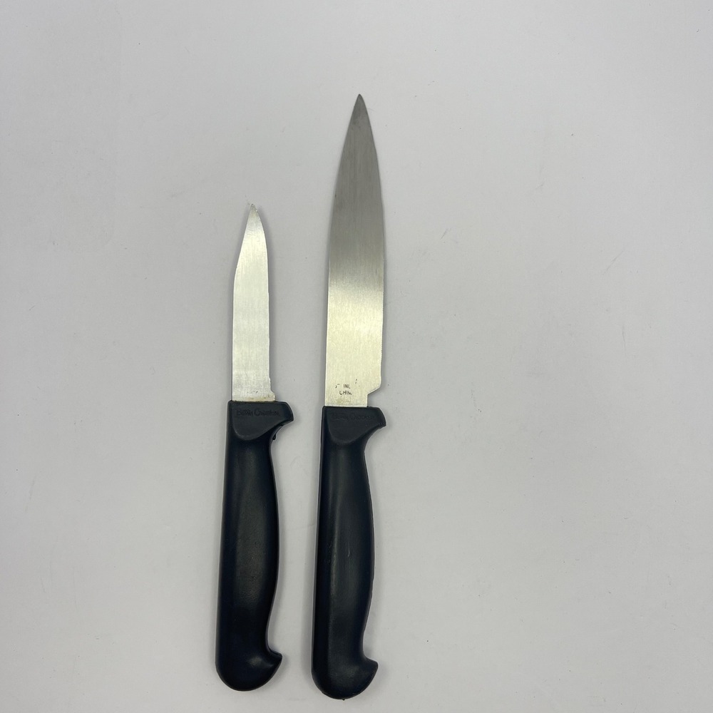 Vtg Betty Crocker Black Knife Set of 2 Stainless Steel Composite Kitchen Cutlery